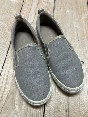 Sperry Taupe Canvas Slip-On Loafers